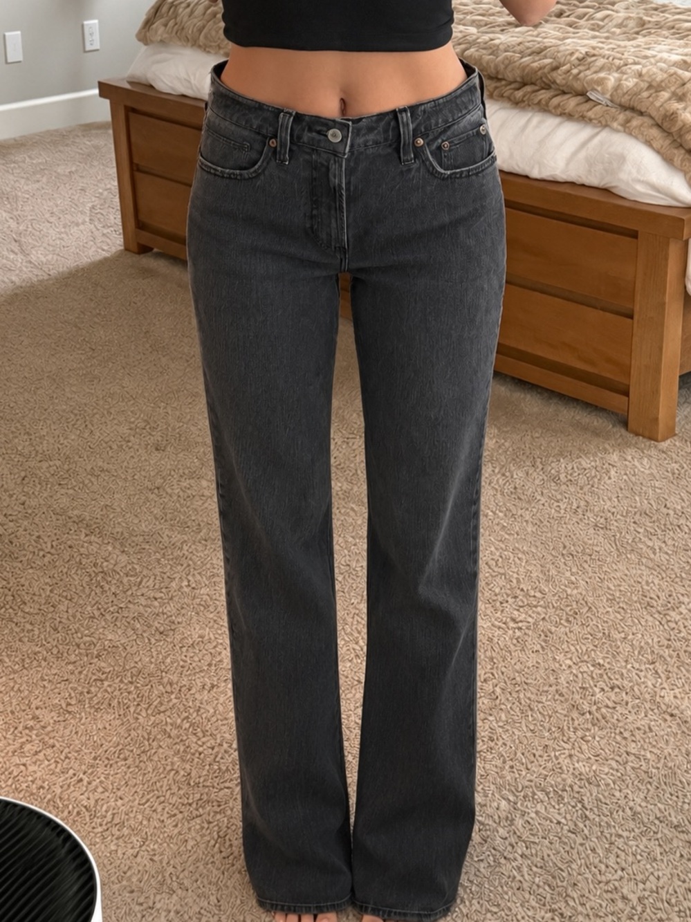 Abercrombie & Fitch Straight Leg Jeans in Charcoal
